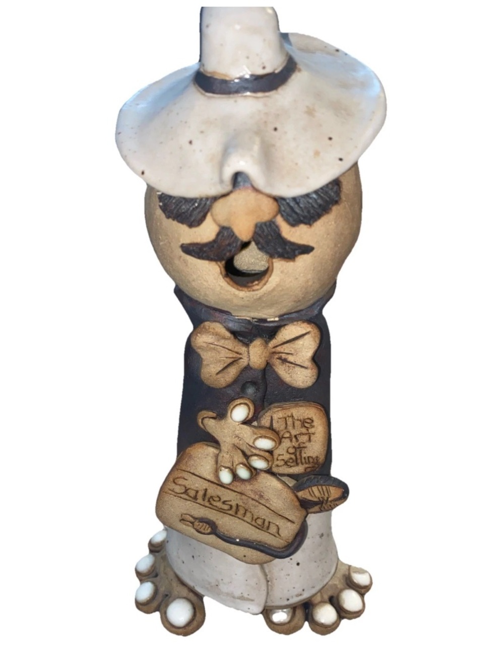 Tami‎ Bier VTG Folk Art Salesman Sculpture Studio Pottery Signed *READ